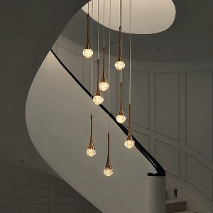 ALOADECOR Modern Antique Gold Seeded Glass Cluster Integrated LED Pendant In Round Ceiling Lamp - 1 of 4
