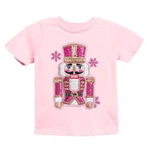 Pink Snowflake Nutcracker Patchwork Print - Youth Short Sleeve Graphic T-Shirt and Toddler Short Sleeve Graphic T-Shirt - 1 of 3