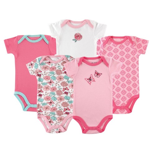 Luvable Friends Baby Girl Cotton Bodysuits 5pk, Butterfly, 18-24 Months ...