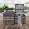 FIONECA All-Weather Outdoor Ottoman with Storage ¨C PE Wicker Patio Footstool, Gray - 4 of 4