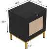 Rattan End Table - Set of 2, Wood Nightstand with Storage Shelf for Entryway, Living Room, Bedroom, Small Spaces - 3 of 4