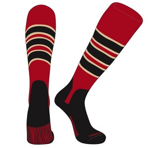 PEAR SOX OTC Baseball Softball Stirrup Socks (C, 5in) Red, Tan, Black, Black (L) - 1 of 3