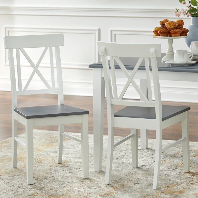 Helena Cross Back Dining Chair White/Gray - Buylateral, 3 of 7