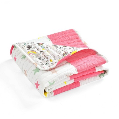 Lush Décor Unicorn Heart Rainbow Organic Cotton Reversible Quilt - Single