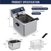 WhizMax Electric Deep Fryer Stainless Steel with Basket, 8L/8.45QT Countertop Fryers, 1600W Single Tank Electric Fryer - 4 of 4