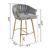 VASIP 26'' Counter height bar stools velvet kitchen island counter bar stool with hand- wave back,golden chromed base and footrest - 3 of 4