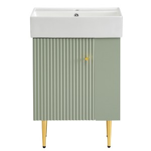 Chery Life 21.6" Bathroom vanity, Bathroom Storage Cabinet with Single Ceramic Sink, Right Side Storage - 1 of 4