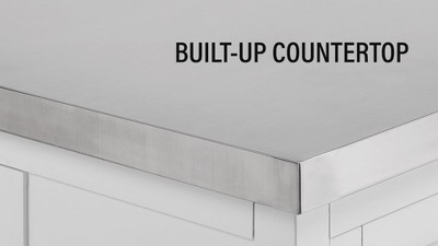 Silvia 51'' White and Gray Kitchen Island with Stainless Steel Top and X-Back Stools