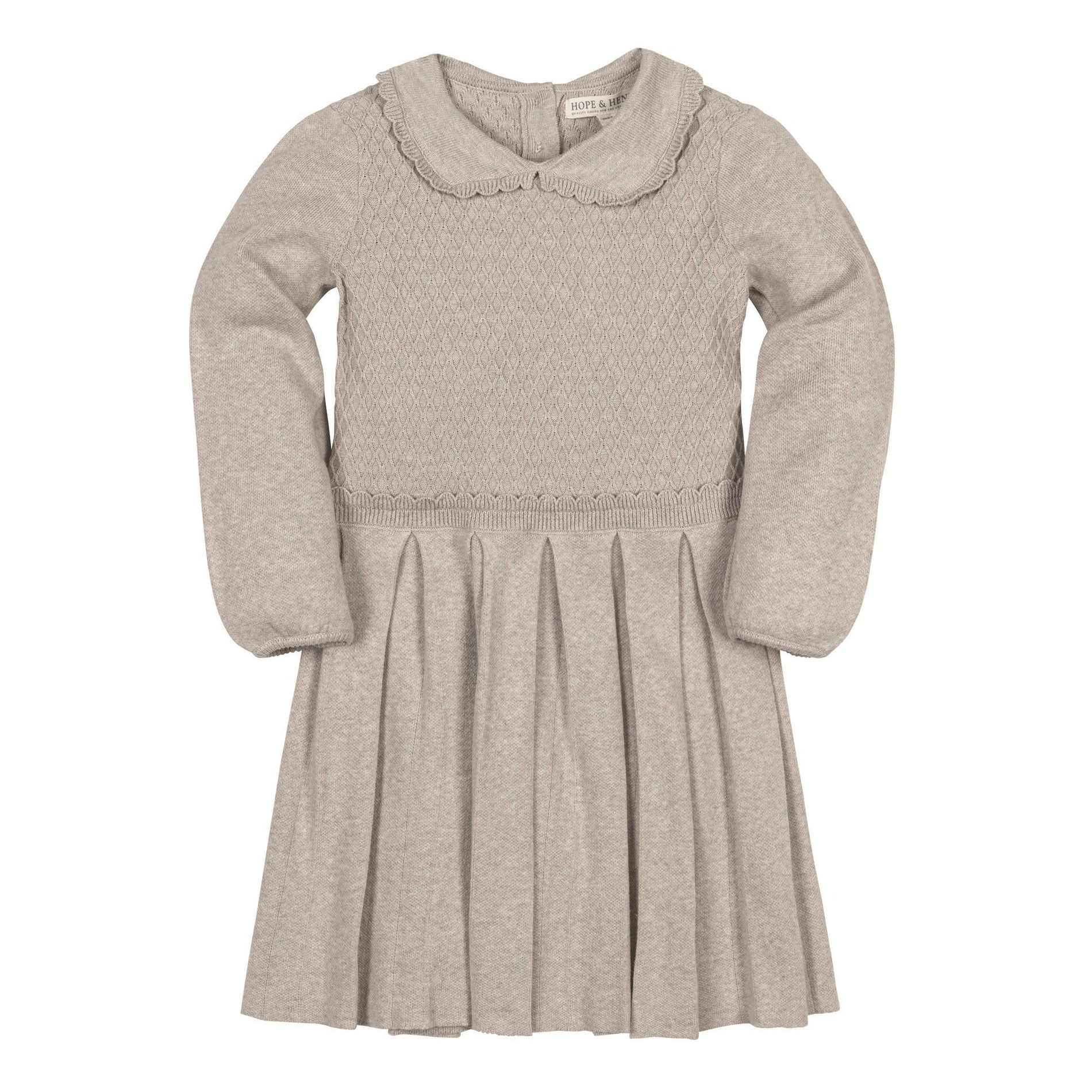 Hope & Henry Girls' Organic Peter Pan Collar Scallop Trim Sweater Dress, Kids