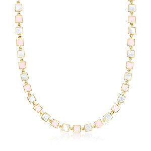 Ross-Simons Pink Opal and Mother-Of-Pearl Station Necklace in 18kt Gold Over Sterling Size 18 - 1 of 3