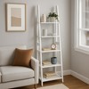 PJ Wood 5 Tier Ladder Shelf Wooden Display Organizer for Books and Décor Storage Stand for Living Room Office Indoor Use, White - 4 of 4