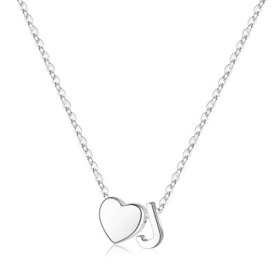 Turandoss S925 Sterling Silver Heart Initial Necklace for Women Girls, Silver Letter Heart Pendant Necklace, Birthday Gifts for Women Girls, 16+3In