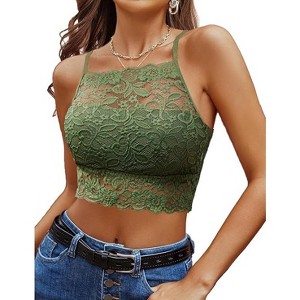 Avidlove 2Pcs Lace Camisoles for Women High Neck Bralettes Racerback Adjustable Lingerie Crop Top - 1 of 4
