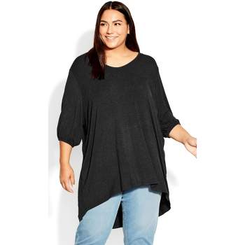 Women's Plus Size Leila Plain Top - black | AVENUE