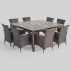 9pc Bragdon Aluminum Wicker Patio Dining Set Black - Christopher Knight Home: Weather-Resistant, Includes Cushions - 2 of 4