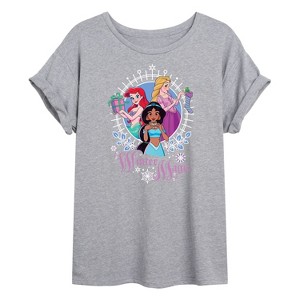 Women's - Disney - Ariel, Rapunzel, & Jasmine Oversized Graphic T-Shirt - 1 of 4