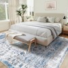 Washable Rug 8x10 Non Slip Vintage Medallion Oriental Carpet, Soft Chenille Low Pile Area Rug, Distressed Retro Floor Mat (Blue) - 2 of 4