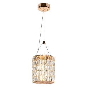 LNC Brusmogan 1-Lights 9.1" Luxury and Glam Integrated LED Mini Crystal Pendant Lightss, Gold - 1 of 4
