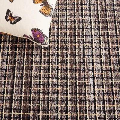 8' x 10' Black and Beige Handmade Wool Tufted Rug