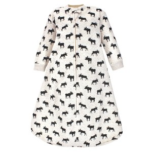 Hudson Baby Infant Boys Premium Quilted Long Sleeve Sleeping Bag and Wearable Blanket, Moose - 1 of 2