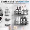 Attop Dark Grey 5-Pack Rust-Resistant Stainless Steel Large Capacity Shower Shelves - No Drilling or Gluing Required Bathroom Storage Racks - 3 of 4