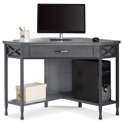 Chisel and Forge Corner Writing Desk Smoke Gray/Matte Black - Leick Home