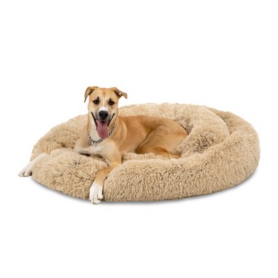 Best Choice Products 45in Dog Bed Self-Warming Plush Shag Fur Donut Calming Pet Bed Cuddler - Brown