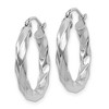 Black Bow Jewelry 3mm x 22mm Polished 14k White Gold Medium Twisted Round Hoop Earrings - 2 of 4