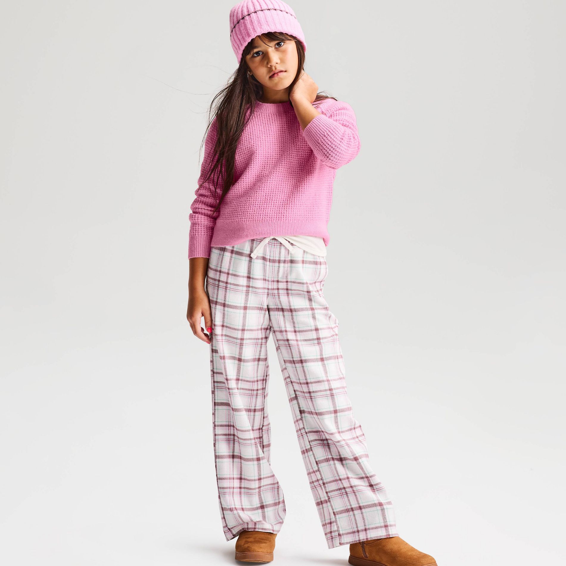 Girls' Waffle Knit Crewneck Pullover Sweater - Cat & Jack™