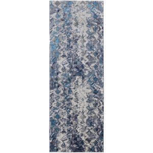 Indio Modern Diamond Blue/Ivory/Gray Area Rug - 1 of 4