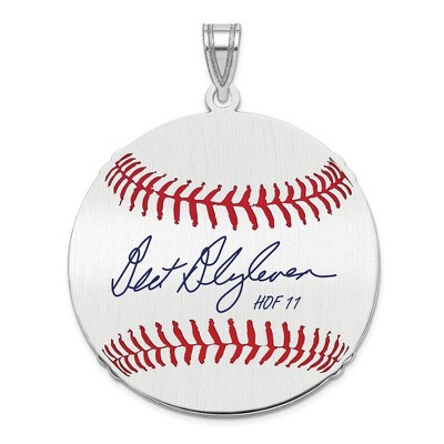 Black Bow Jewelry Sterling Silver Bert Blyleven Signature LG Enamel Baseball Pendant