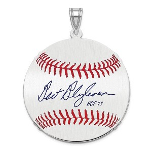 Black Bow Jewelry Sterling Silver Bert Blyleven Signature LG Enamel Baseball Pendant - 1 of 4