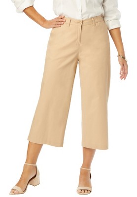 Jessica London Women's Plus Size Stretch Cotton Chino Wide-Leg Crop