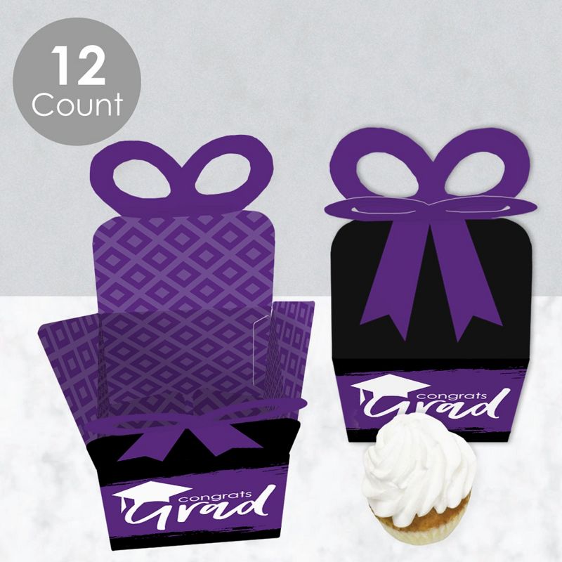 Big Dot of Happiness Purple Grad - Best is Yet to Come - Square Favor Gift Boxes -  Purple Graduation Party Bow Boxes - Set of 12, 3 of 8