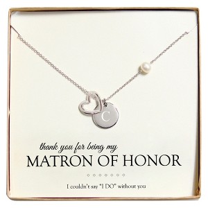 Monogram Matron of Honor Open Heart Charm Party Necklace - C, Women
