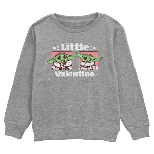 Boy's Star Wars: The Mandalorian Valentine's Day The Child Little Valentine Panels Sweatshirt - 1 of 2