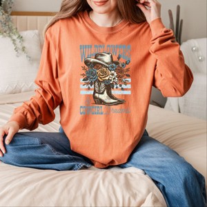 Simply Sage Market Wildflowers Cowgirl Dreams Garment Dyed Long Sleeve - L - Yam - 1 of 4