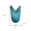 HomeRoots 10" Cerulean And Clear Bubble Glass Oval Table Vase - 3 of 4