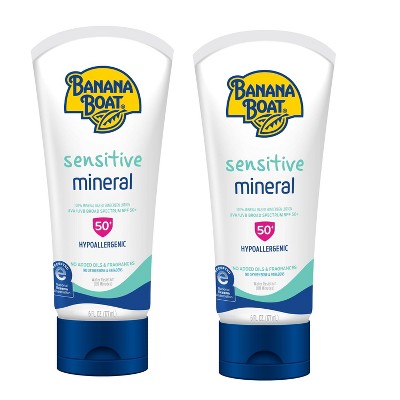 Banana Boat Sensitive 100% Mineral Sunscreen Lotion - SPF 50 - 6oz/2pk