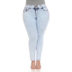 Plus Size Acid Wash Denim Jeans - 1 of 4