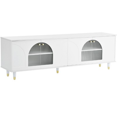 NicBex TV Stands for 78 inch TV,Modern Entertainment Center with Gold Handles and Glass Doors,TV Console for Living Room, Bedroom, Home