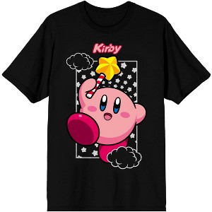 Kirby Character with Stars Pattern Men's Black Graphic Tee - 1 of 3