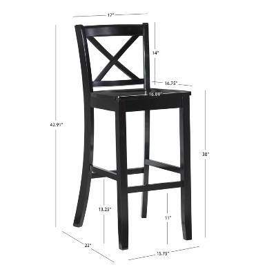 30" Black Mahogany X-Back Barstool