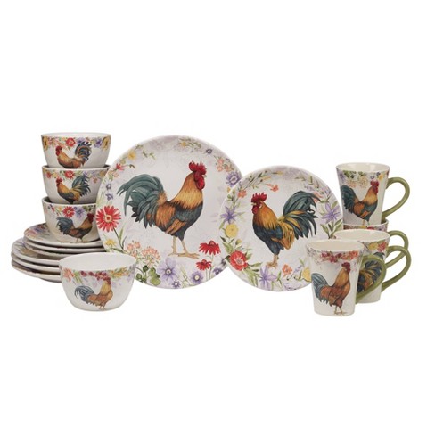 Floral Rooster Ceramic Kitchen Canister Set