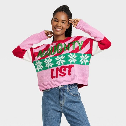 Women's Naughty List Graphic Sweater - XXL