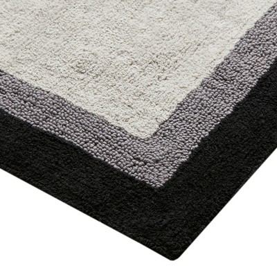 Amherst Black and Gray Cotton Tufted Bath Rug