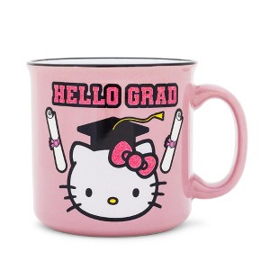 Silver Buffalo Sanrio Hello Kitty "Hello Grad" Ceramic Glitter Camper Mug | Holds 20 Ounces - 1 of 4