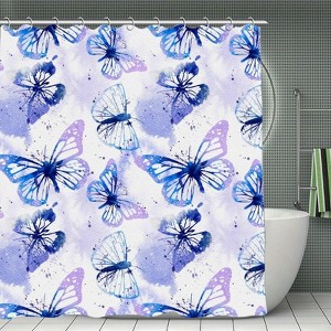 Butterfly Pattern Waterproof Shower Curtain, Polyester Bath Curtain with Privacy, Durable & Machine Washable 70.8x70.8 Inch - 1 of 1