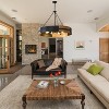 BAOURE 35.3" Drum Chandelier 8-Light Modern Farmhouse Chandelier Large Black and Wood Texture Pendant Light Fixture for Dining Room Kitchen Island - 3 of 4