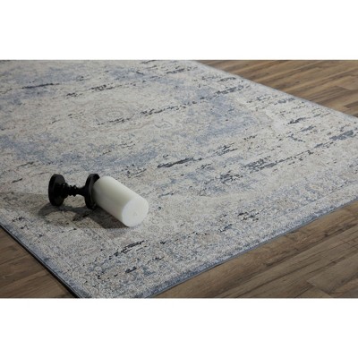 Cambridge Blue and Tan Synthetic Rectangular Area Rug, 8' x 10'